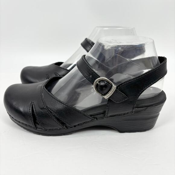 Sanita Margrethe Mary Jane Clogs Shoes Sandals 38 / 6.5 - 7 Leather Buckle Strap - Picture 4 of 12